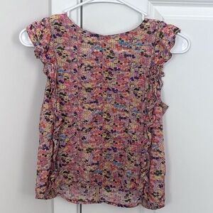 Floral Ruffle Sleeve Top - Multicolor